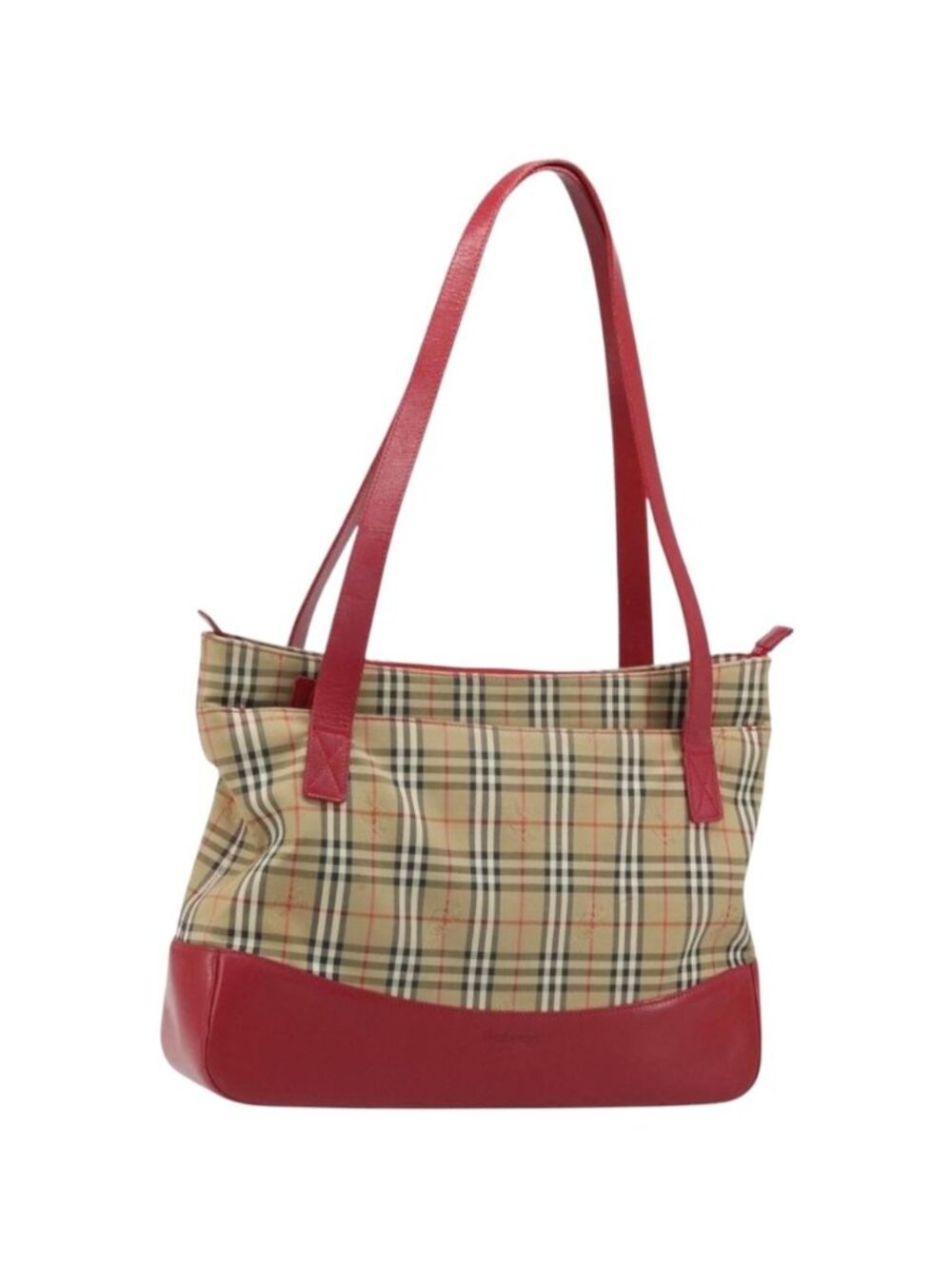 Burberrys Nova Check Tote Bag Canvas Beige Gold